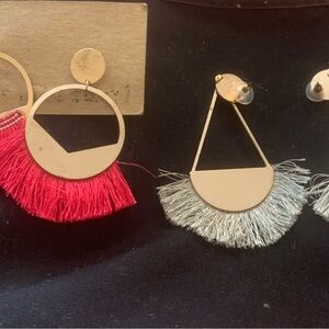Elegant Gold and Red Fringe Earrings